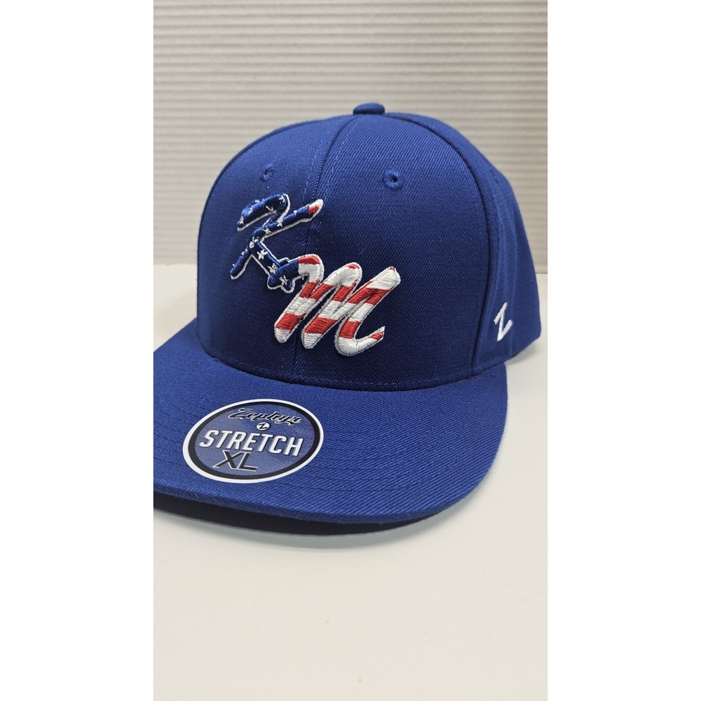 Kasson Mantorville Baseball Cap KM Blue American Flag XL Fitted‎ Zephyr Stretch